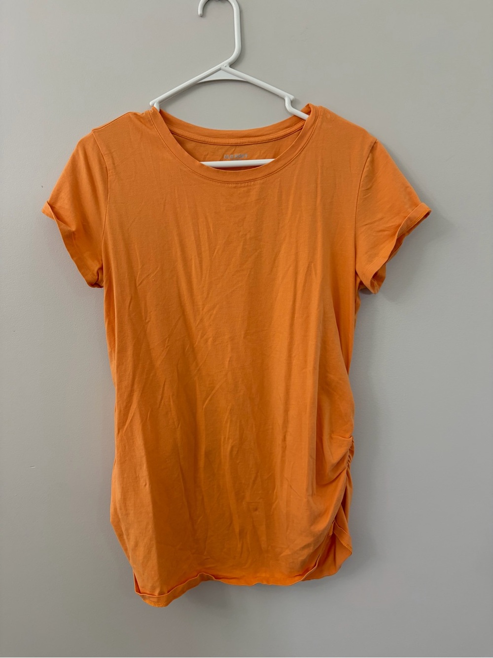 Maternity Old Navy Orange Short Sleeve Crew Tee with Side Ruching